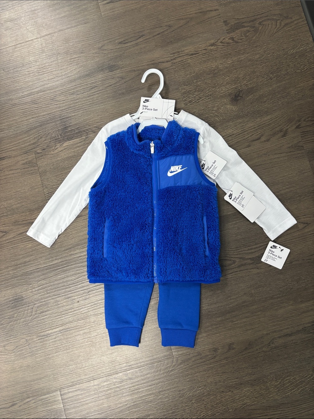 Nike Kids 2T Royal Blue Fleece Vest Three Piece Jogger Set, Bndle to Save